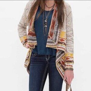 Anthropologie Freeway SZ M Cotton Blend Cardigan Boho Southwestern Ranch Western